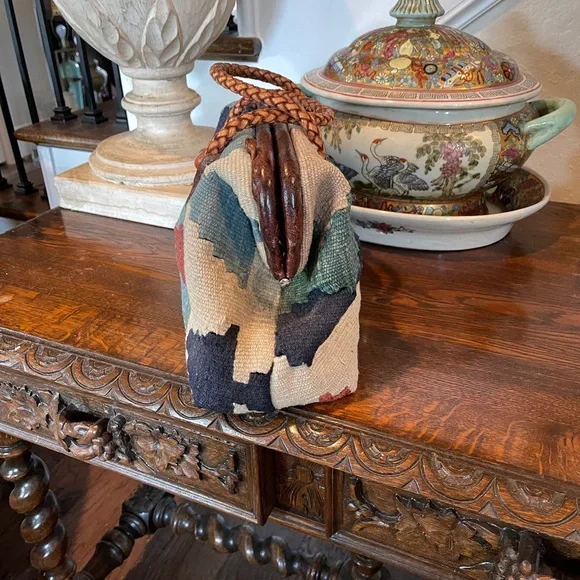 Marco Avante Killim Carpet Multicolor Southwestern Patterned Tote Bag Vintage - Picture 12 of 14